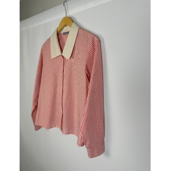 Vintage 1980’s ‘Separate Sensations’ Cotton Dress Shirt in Red Stripes - M - Picture 7 of 8